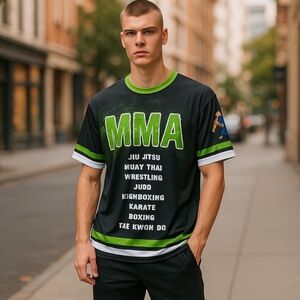 MMA Mens Graphic T-Shirt in Black and Green